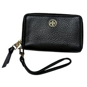 Tory Burch Robinson Pebbled Leather Wristlet Wallet – Like New, Black
